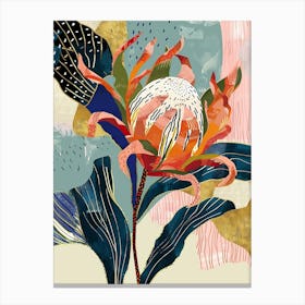 Colourful Flower Illustration Protea 3 Canvas Print