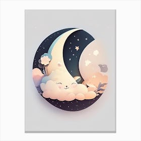 Moon Kawaii Kids Space Canvas Print
