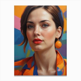 Woman In An Orange Shirt Canvas Print