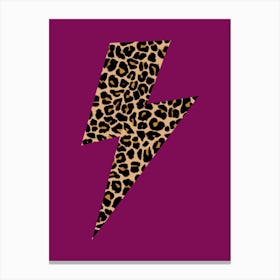 Preppy Leopard Lightning Bolt on Purple Canvas Print
