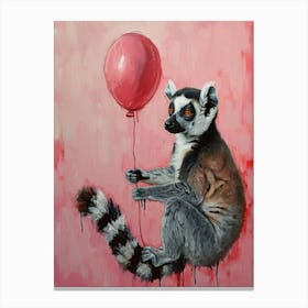 Cute Lemur 1 With Balloon Canvas Print