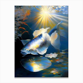 Platinum Ogon 1, Koi Fish Monet Style Classic Painting Canvas Print