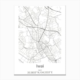 Iwai,Japan Minimalist Map Canvas Print