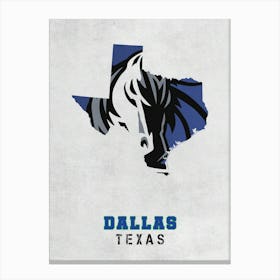 Dallas Mavericks Dallas Texas State Map Canvas Print