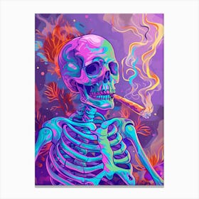 Psychedelic Skeleton Smoking A Cigarette Canvas Print