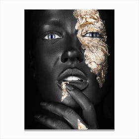 Black Woman With Gold Makeup 2 Canvas Print