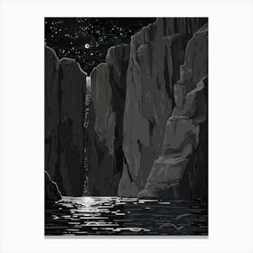 Waterfall In The Night Canvas Print