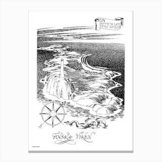 The Moomin Drawings Collection Lighthouse Moomin Valley Map Canvas Print