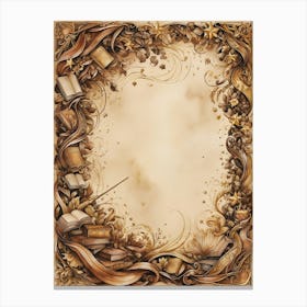 Frame With Books And Flowers Canvas Print