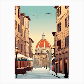 Vintage Winter Travel Illustration Florence Italy 1 Canvas Print