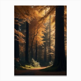 Fantastical Forest Landscape Covered With Giant Maple Trees Canvas Print