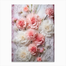 Paper Flowers On Lace Canvas Print