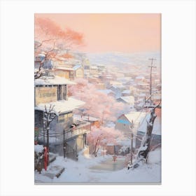 Dreamy Winter Painting Seoul South Korea 3 Canvas Print
