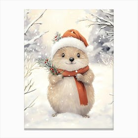 Santa Hat Hedgehog Canvas Print