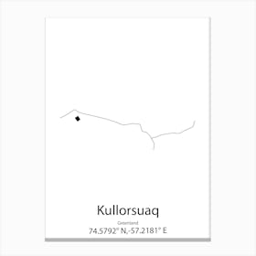 Kullorsuaq,Greenland Minimalist Map Canvas Print