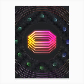 Neon Geometric Glyph in Pink and Yellow Circle Array on Black n.0018 Canvas Print