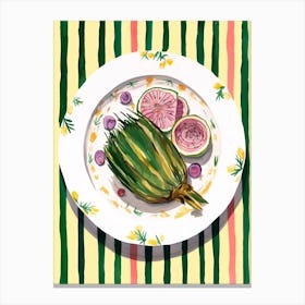 A Plate Of Oranges, Top View Food Illustration 4 Canvas Print