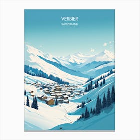 Poster Of Verbier   Switzerland, Ski Resort Illustration 1 Canvas Print