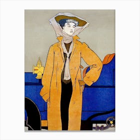 Woman In Yellow Driving Coat, Edward Penfield Canvas Print