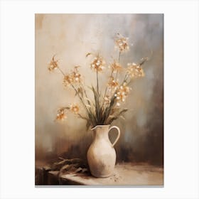 Bluebell, Autumn Fall Flowers Sitting In A White Vase, Farmhouse Style 1 Canvas Print