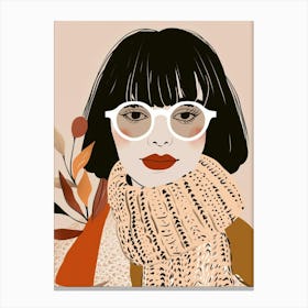 Illustration Of A Woman Wearing Glasses Canvas Print