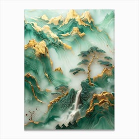 Gold Inlaid Jade Carving Scene 6 Canvas Print