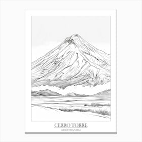 Cerro Torre Argentina Chile Line Drawing 7 Poster Canvas Print