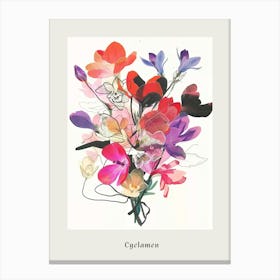 Cyclamen 1 Collage Flower Bouquet Poster Canvas Print