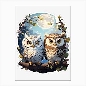 Owls In The Moonlight 1 Canvas Print