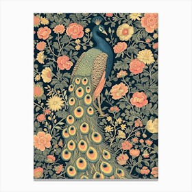 Vintage Pink & Blue Sepia Wallpaper Inspired Canvas Print