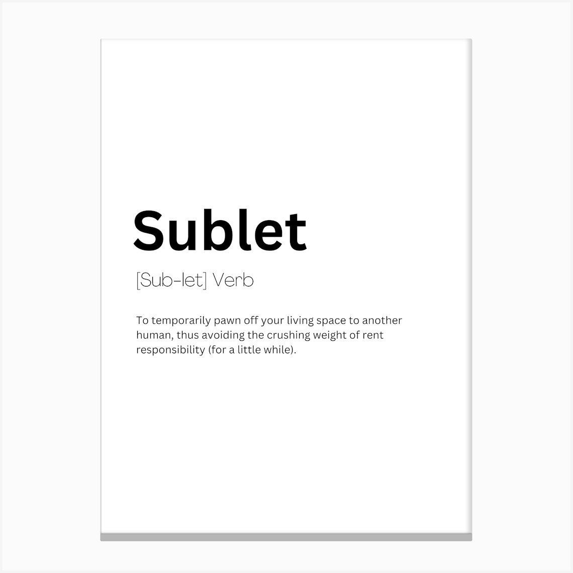 Sublet Definition Meaning Leinwandbild