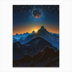 Moon Over Mountains 1 Canvas Print