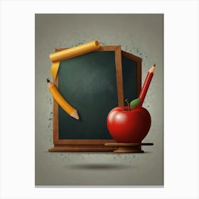 Blackboard And Apple Canvas Print