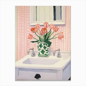 Bathroom Vanity Painting With A Tulip Bouquet 3 Canvas Print
