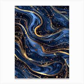 Abstract Blue And Gold Abstract Painting 2 Canvas Print