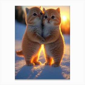 Couple Cat Cute Canvas Print