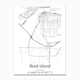 Rock Island,United States Minimalist Map Stampe su tela