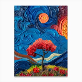 Tree At Night Canvas Print