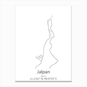 Jalpan,Mexico Minimalist Map Canvas Print