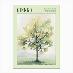 Ginkgo Tree Atmospheric Watercolour Painting 4 Poster Canvas Print