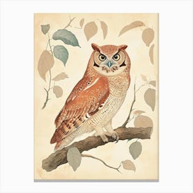 Brown Fish Owl Vintage Illustration 2 Canvas Print