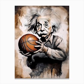 Albert Einstein Playing Basketball Abstract Painting (14) Canvas Print