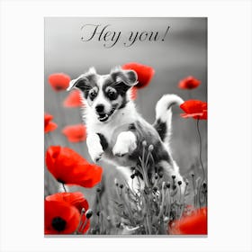 Hey You, a jumping puppy 1 Canvas Print