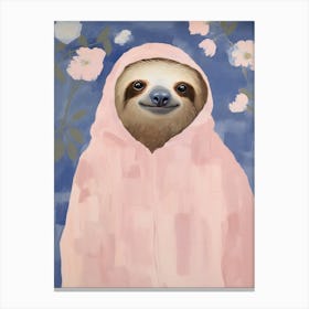 Playful Illustration Of Sloth For Kids Room 4 Canvas Print