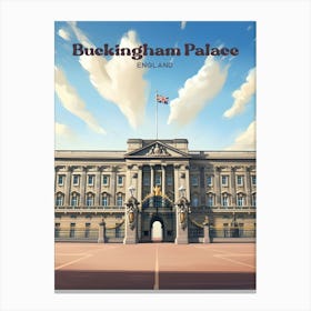 Buckingham Palace England Royal Travel Illustration Canvas Print