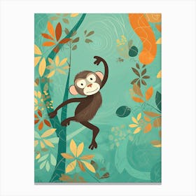Monkey Jungle Cartoon Illustration 4 Canvas Print