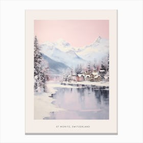 Dreamy Winter Painting Poster St Moritz Switzerland 1 Canvas Print