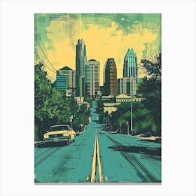 Duotone Illustration Austin Austin Texas 1 Canvas Print