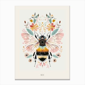 Colourful Insect Illustration Bee 14 Poster Canvas Print