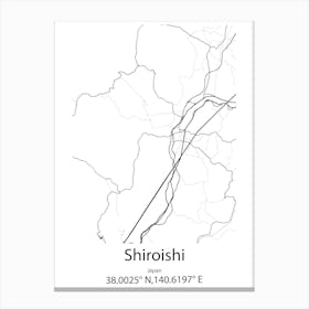 Shiroishi,Japan Minimalist Map Stampe su tela